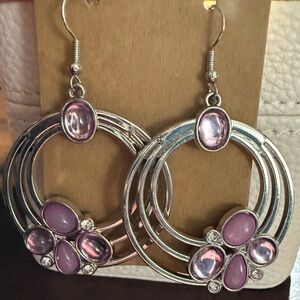 Elegant Silver and Lilac Dangle Earrings